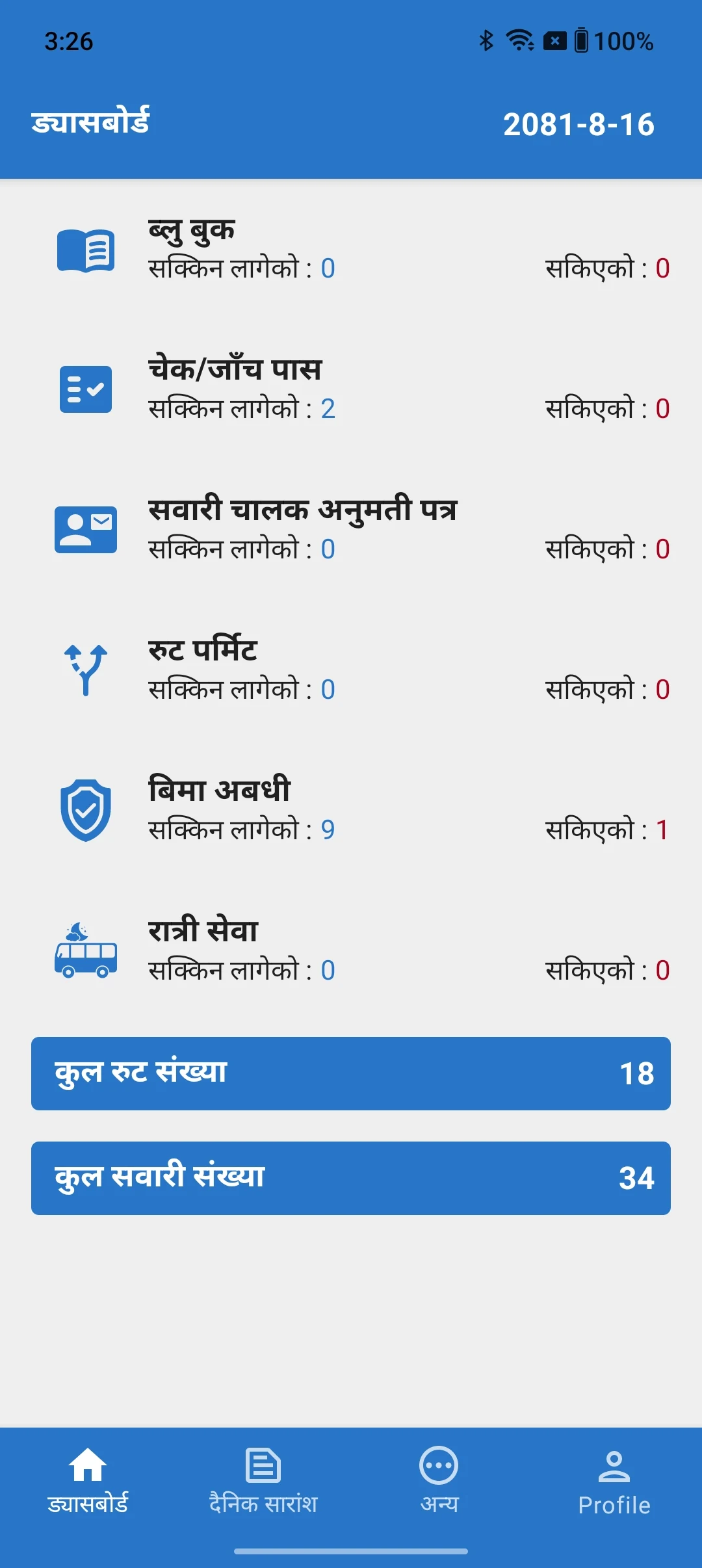 Khaptad Yatayat MIS screenshot